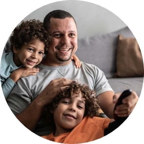 Family enjoying content across multiple channels